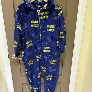 Blue Gamer Onesie with Hood. 10-11Y